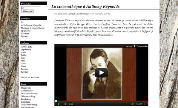 "La cinémathèque d'Anthony Reynolds" a little interview